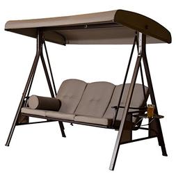Porch Swing Hammock With Steel Frame And Adjustable Canopy, 